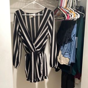 Mimi Chica black & white striped romper. Never worn. Size L.